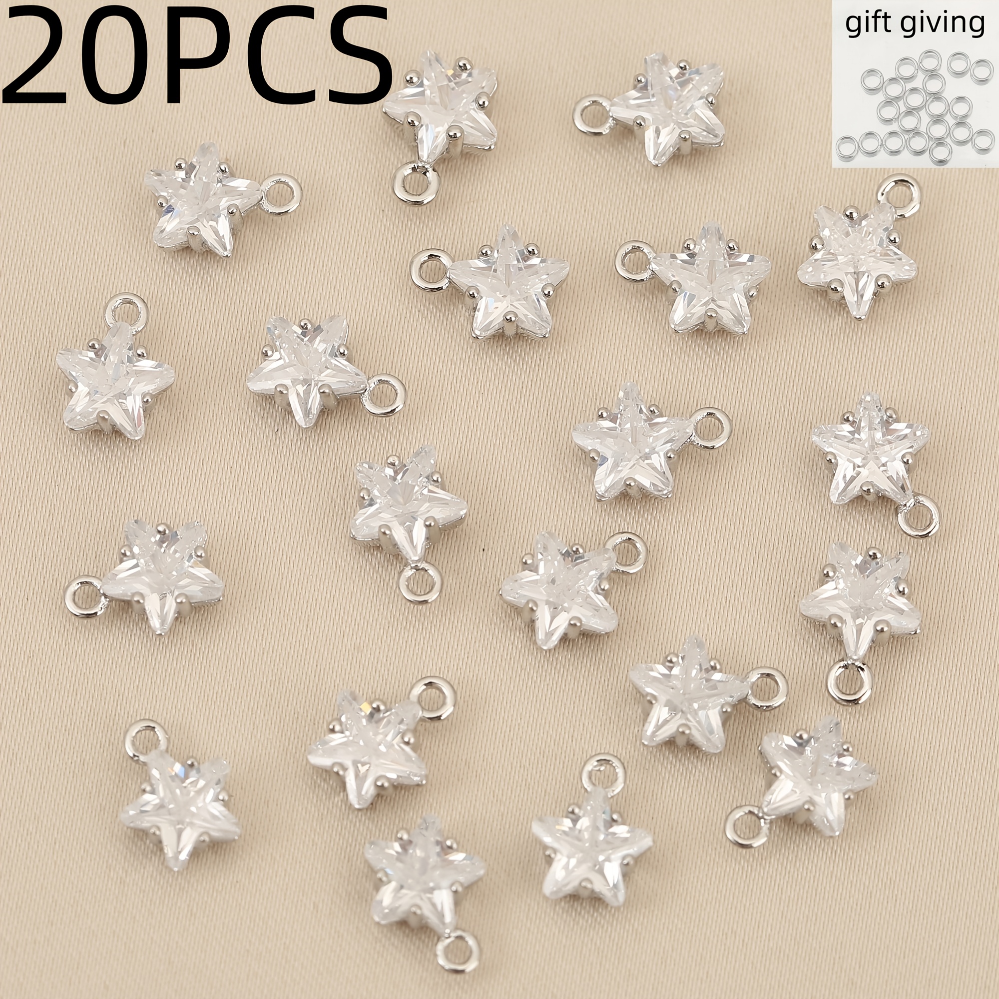 20pcs Exquisite Luxurious Star Pendants with Connecting Rings